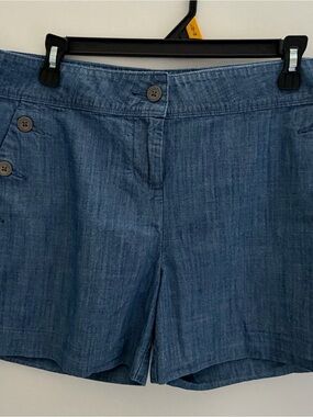 Isaac Mizrahi Denim-Blue Button Front Shorts